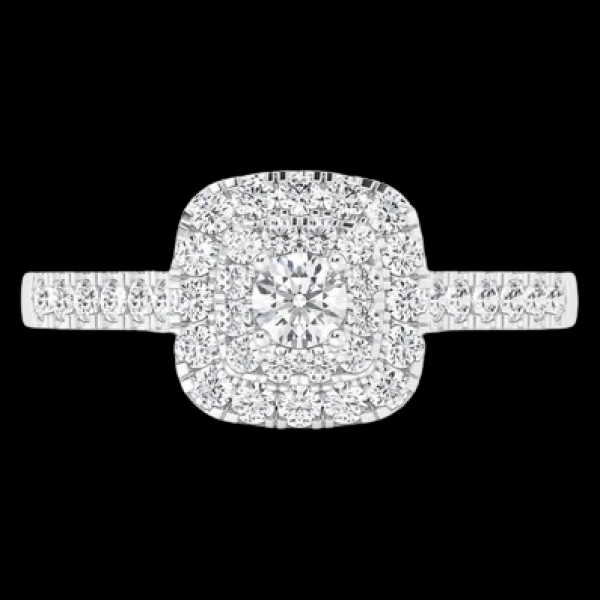 0.50CTW THREE LAYER SQUARE- DIAMOND ENGAGEMENT RING - ALL NATURAL